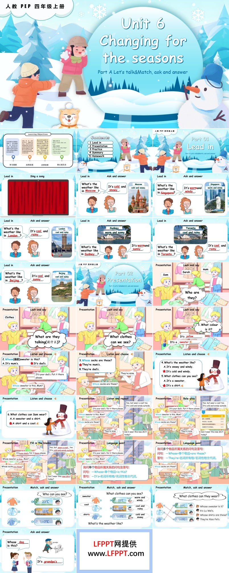 Unit 6 第1课时 Part A Let’s talk Match, ask and answer人教PEP四年级上册PPT课件