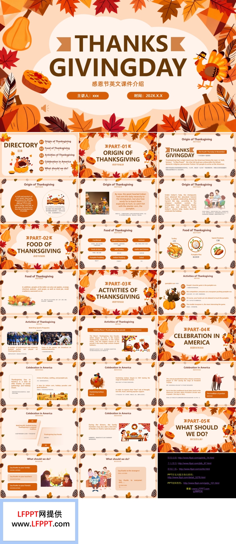 感恩节英文介绍PPT含讲稿