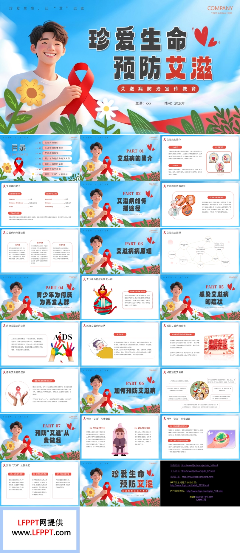 珍爱生命预防艾滋艾滋病宣传教育主题班会PPT含讲稿