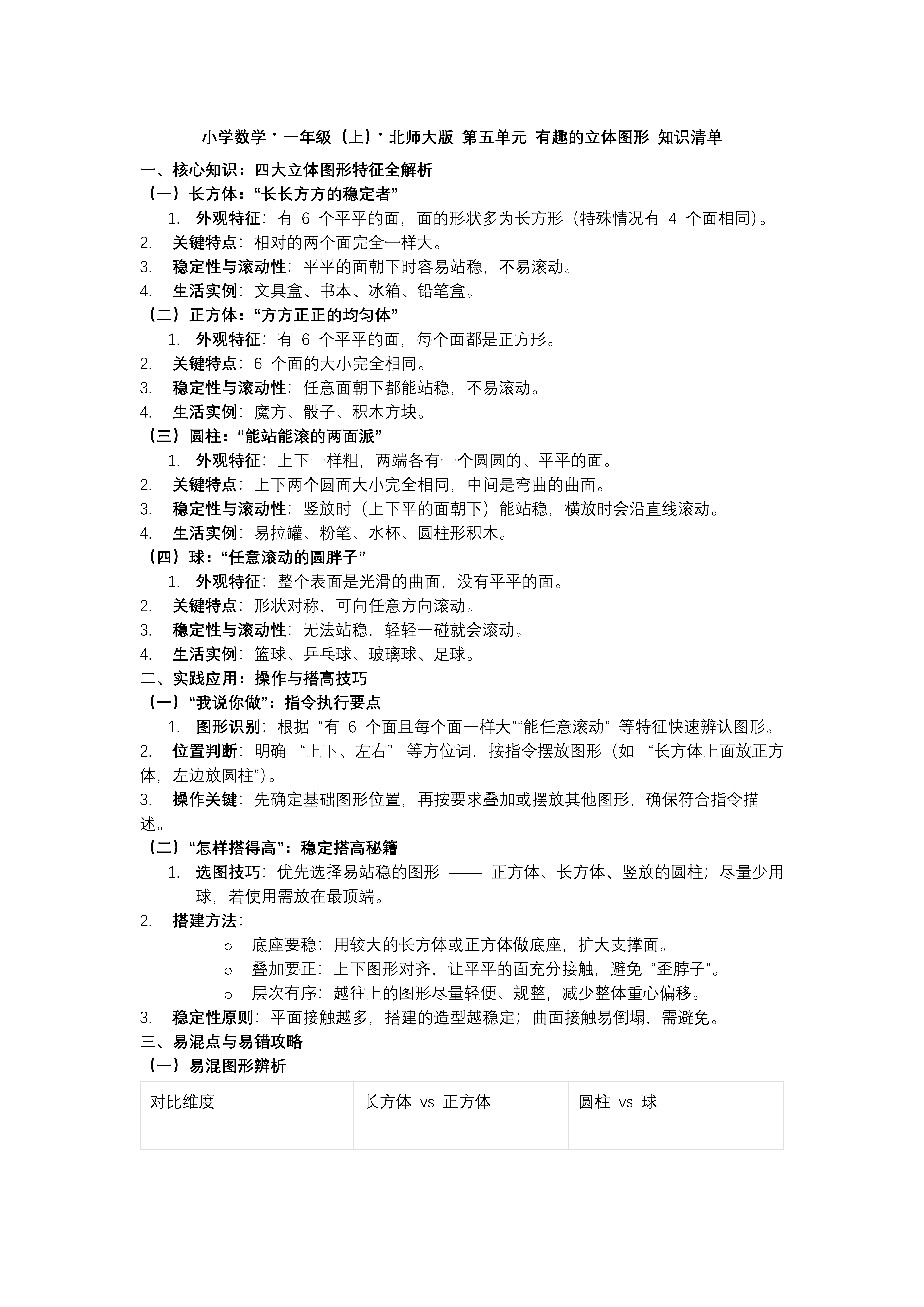 第五单元 有趣的立体图（复习课件）数学北师大一年级上册PPT课件含教案教案图片