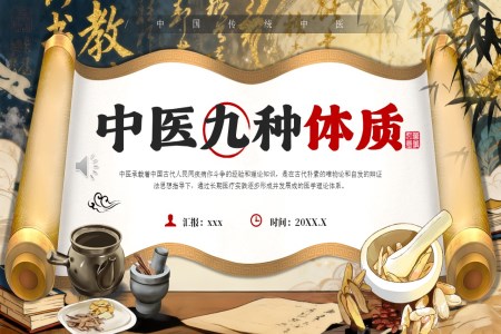 中医九种体质介绍PPT含讲稿之中国风PPT模板