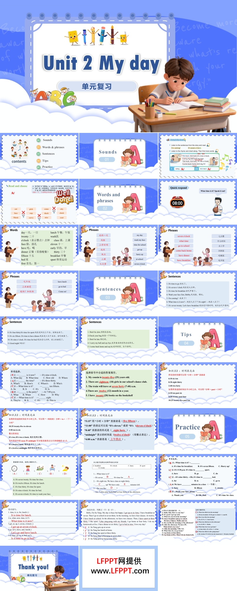 Unit 2 My day（复习课件）四年级上册译林版三起新教材ppt课件含知识清单