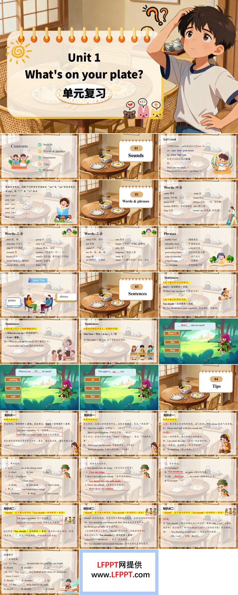 Unit 1 What's on your plate（复习课件）五年级英语上册（外研三起·新教材）ppt课件含知识清单