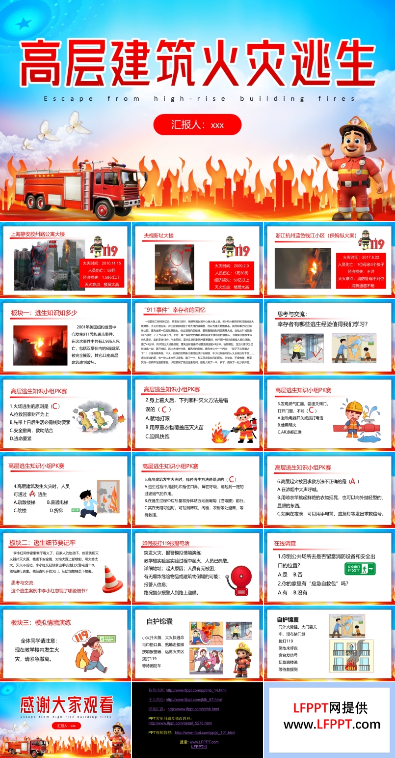 高层建筑火灾逃生PPT课件含讲稿