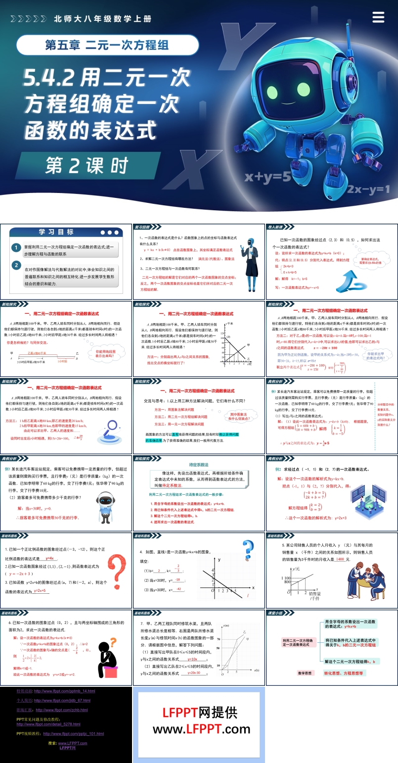 5.4二元一次方程组与一次函数（第2课时 ）北师大八年级数学上册PPT课件(含教案+导学案)