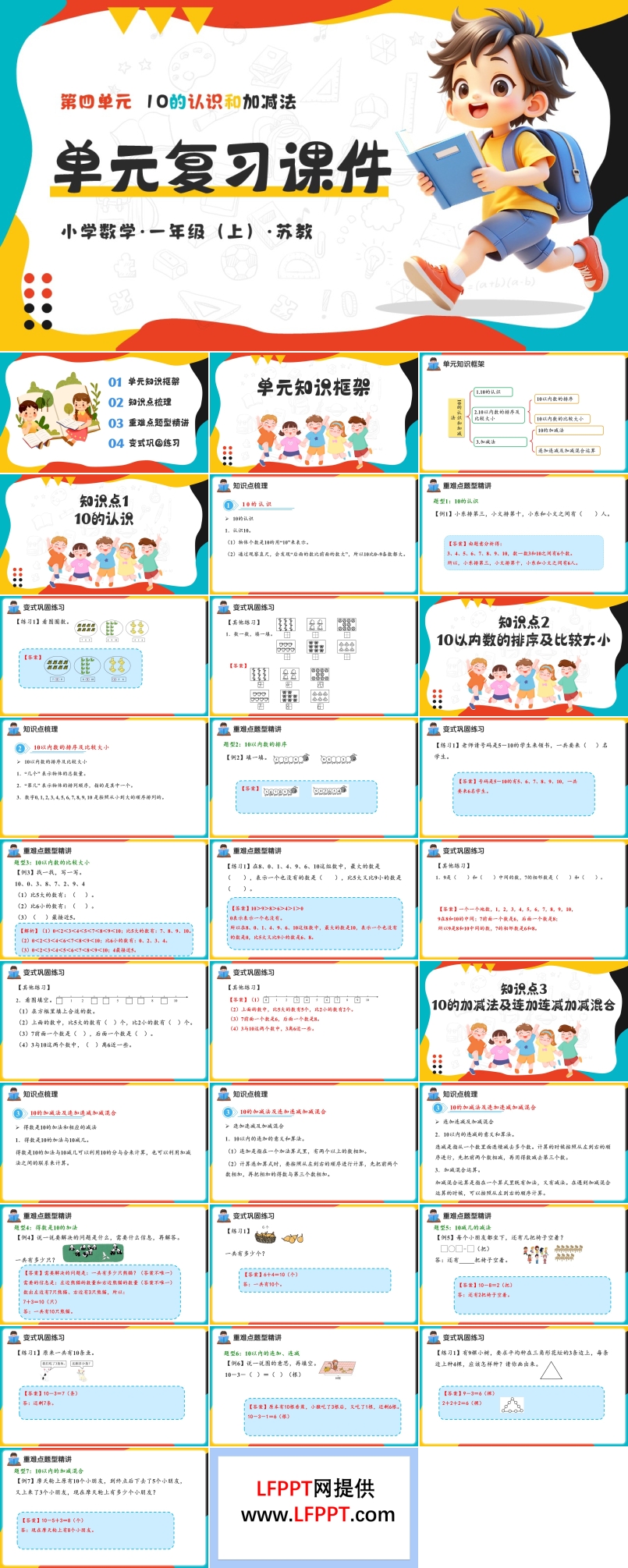 第四單元 10的認(rèn)識(shí)和加減法（復(fù)習(xí)課件）（新教材）數(shù)學(xué)一年級(jí)上冊(cè)蘇教ppt課件（單元測(cè)試+知識(shí)清單）