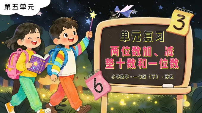 第五單元 兩位數加、減整十數和一位數單元復習蘇教小學數學一年級下冊PPT課件（含知識清單+單元測試卷）