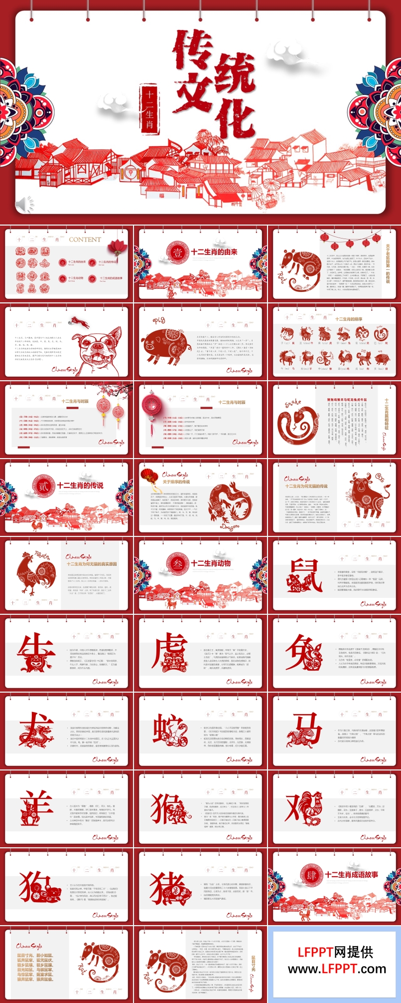 中國(guó)風(fēng)十二生肖傳統(tǒng)文化PPT模板