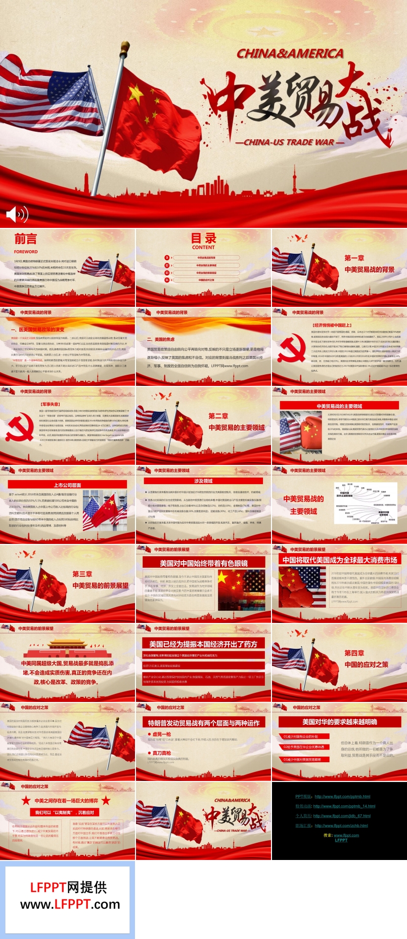 关注中美贸易大战PPT模板