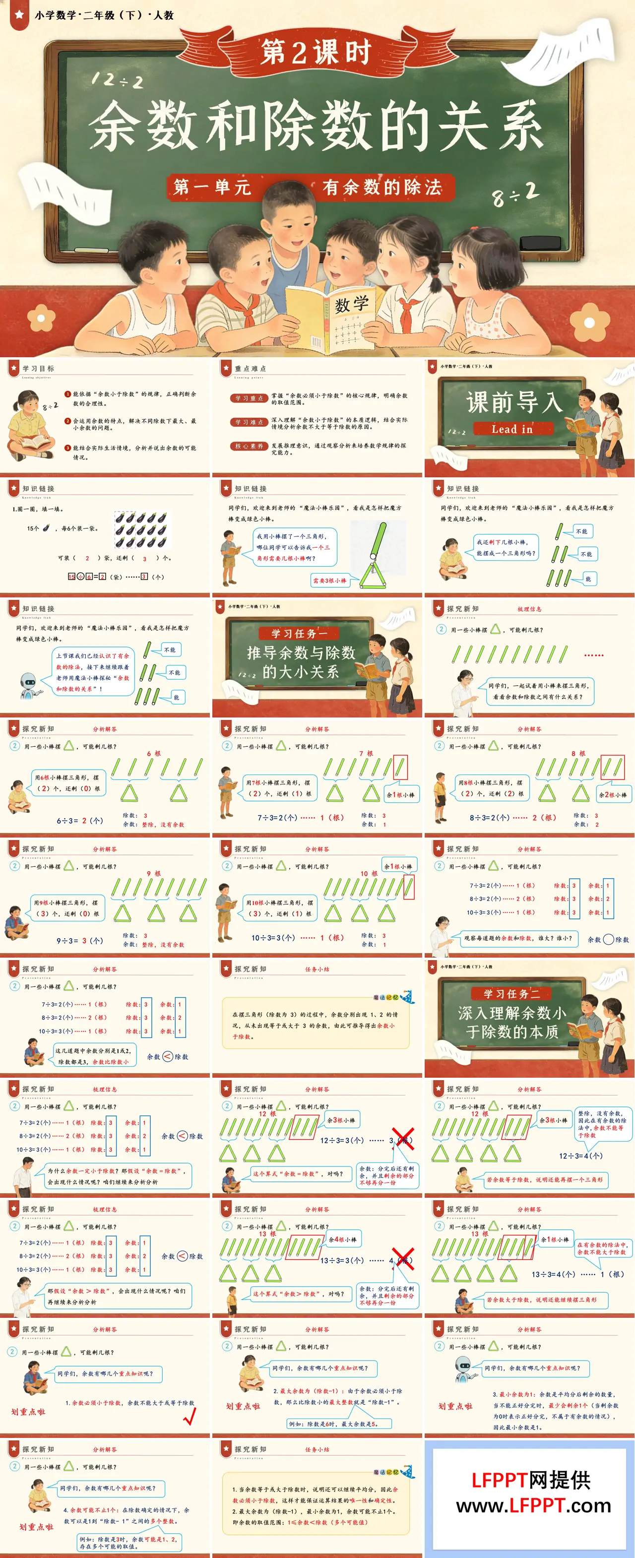 第一單元 第2課時(shí) 余數(shù)和除數(shù)的關(guān)系二年級(jí)數(shù)學(xué)下冊人教版新教材PPT課件（教案+學(xué)習(xí)任務(wù)單+分層作業(yè)）