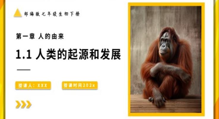 人类的起源与发展课件PPT模板部编版七年级生物下册