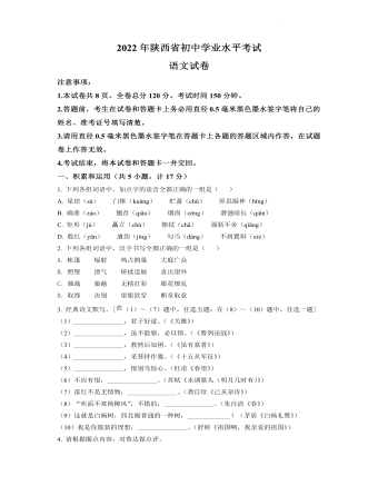 2022年陕西省中考语文真题(原卷版)