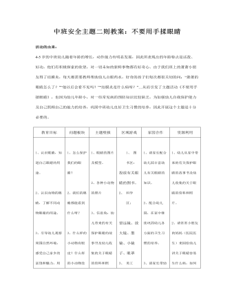 中班安全主题二则教案:不要用手揉眼睛