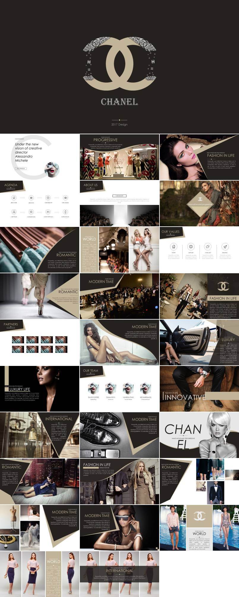 chanel香奈兒時(shí)尚服裝化妝品PPT總結(jié)匯報(bào)市場分析PPT模板