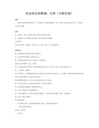 社会化认知教案:玉米(大班生成)