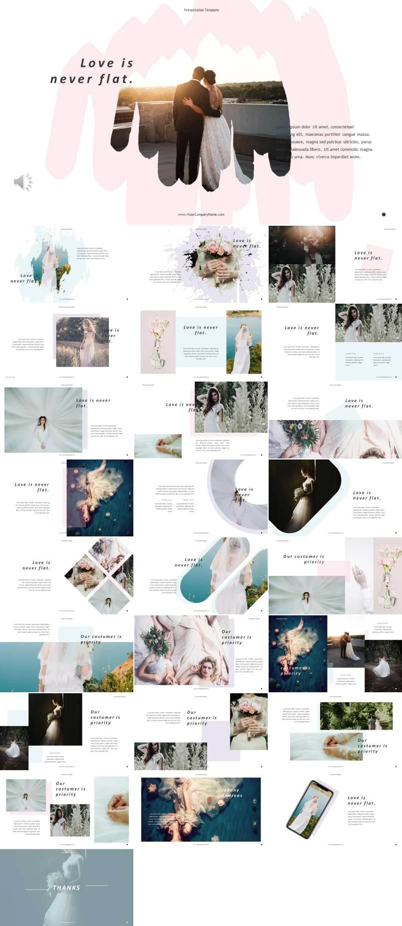 歐美風(fēng)格婚紗照PPT相冊(cè)模板