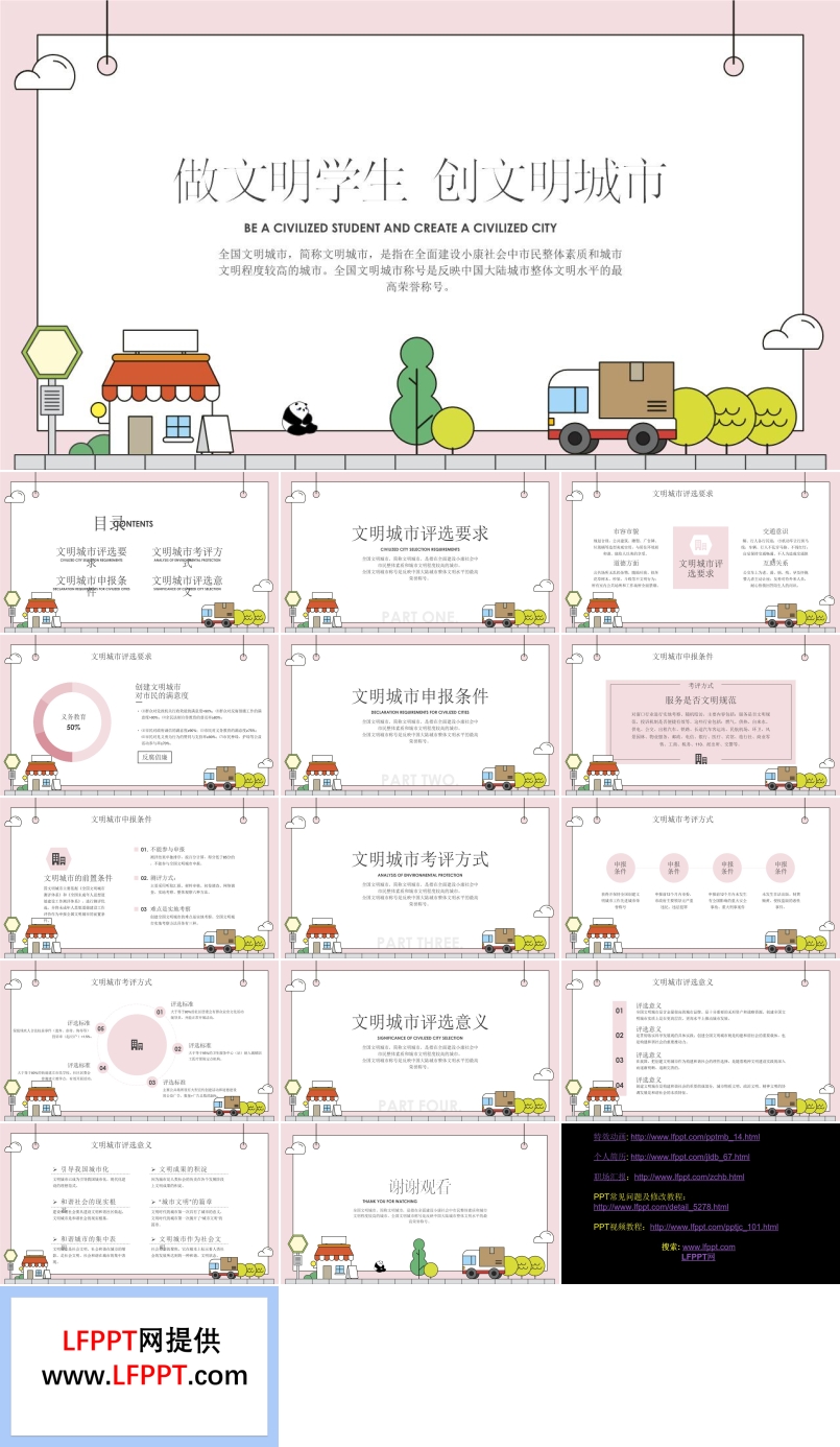 做文明学生创文明城市PPT模板