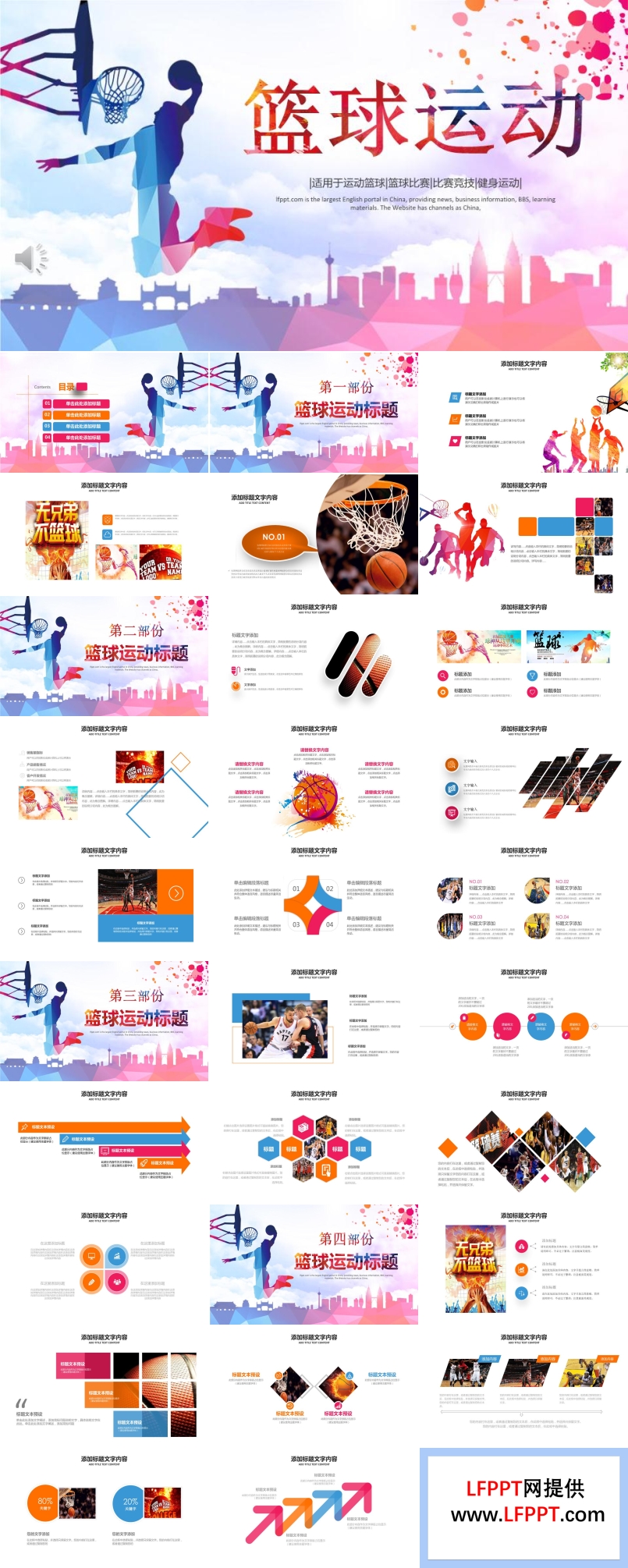 篮球运动PPT模板