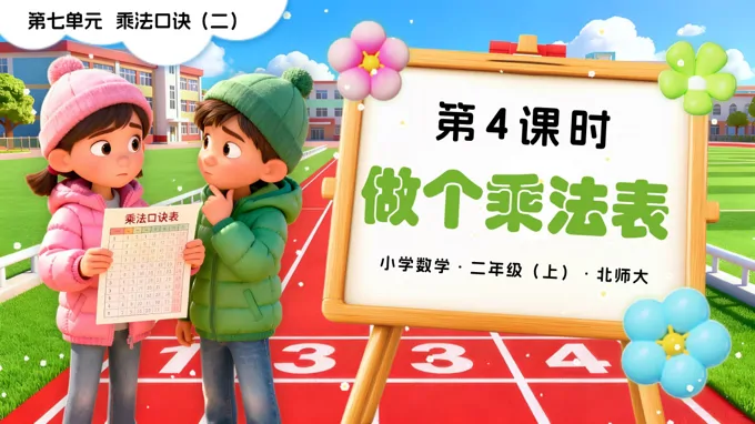 第七单元第4课时 做个乘法表二年级数学上册北师大PPT课件含教案-24页-大小32M