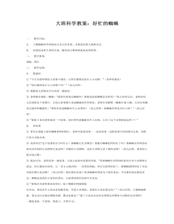 大班科学教案:好忙的蜘蛛