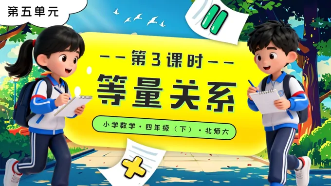 第五單元 第3課時(shí) 等量關(guān)系北師大小學(xué)數(shù)學(xué)四年級(jí)下冊PPT課件（含教案+分層作業(yè)+學(xué)習(xí)任務(wù)單）