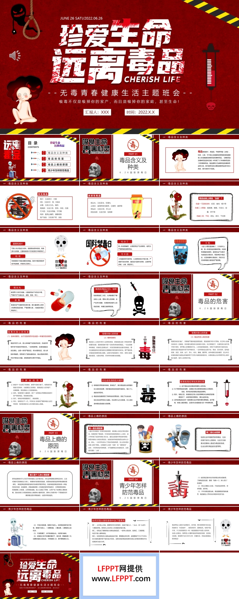 无毒青春健康生活主题班会PPT模板含讲稿