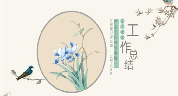 复古风年终工作总结PPT模板