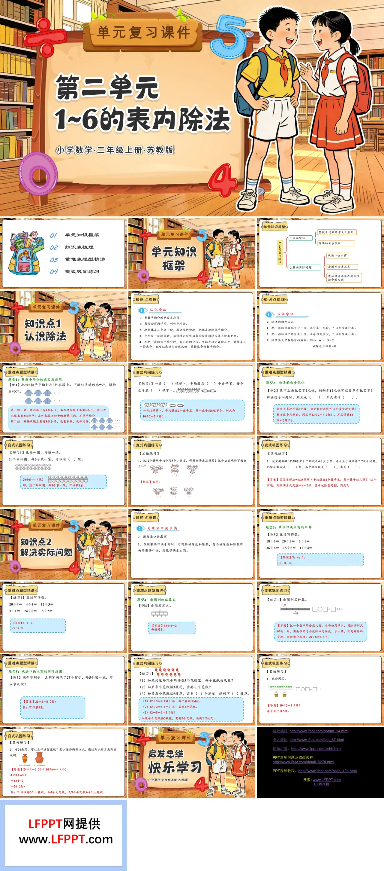 第二單元 1～6的表內(nèi)除法（復(fù)習(xí)課件）二年級數(shù)學(xué)上冊蘇教ppt課件（知識清單+單元測試）