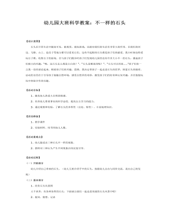 大班科学教案:不一样的石头