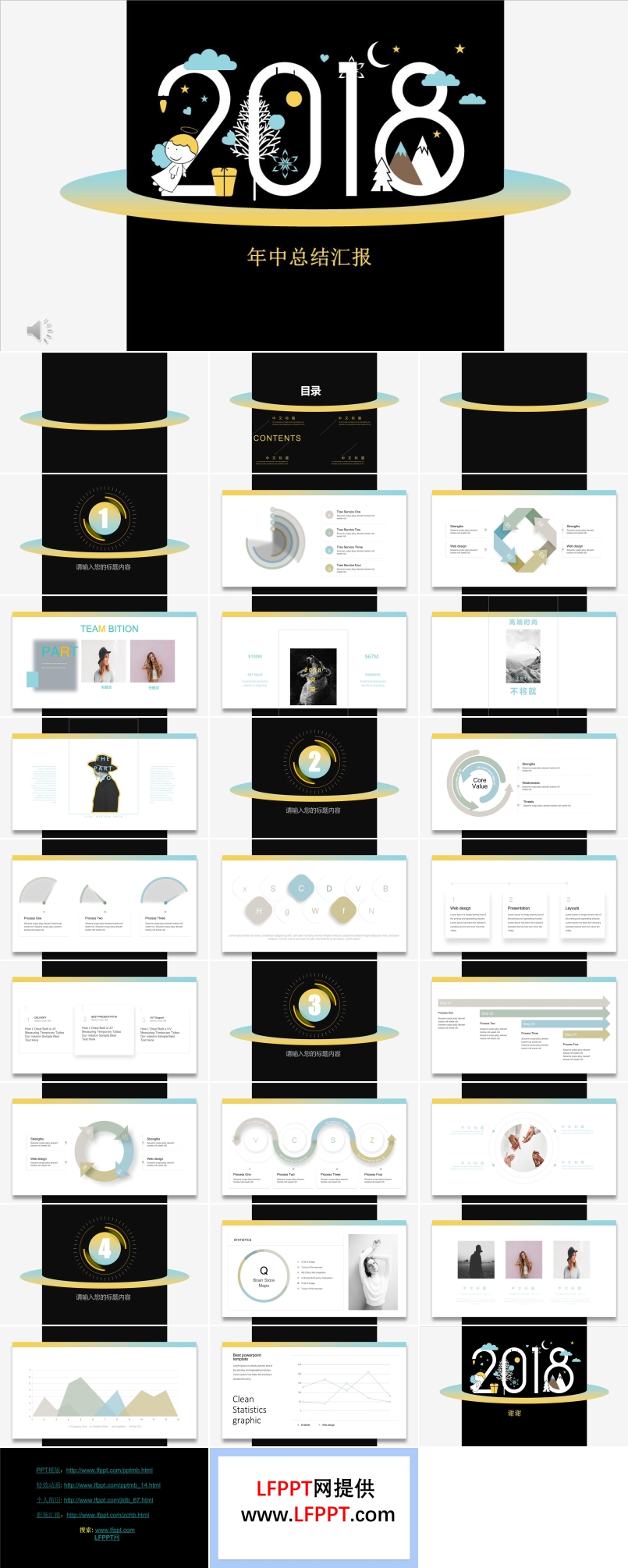 创意年中总结汇报PPT模板