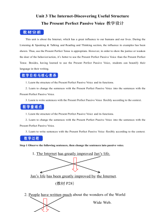 新人教版高中英语必修2Unit 3 The Internet-Discovering Useful Structure教案一