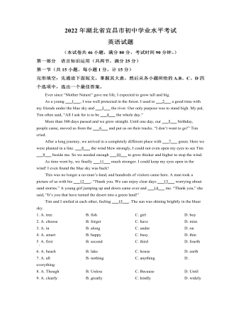 2022年湖北省宜昌市中考英语试题(解析版)