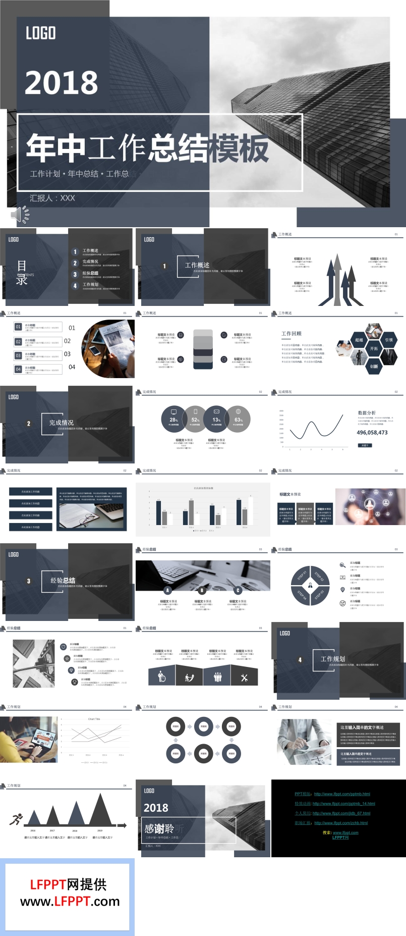 年中工作總結(jié)都市風PPT模板