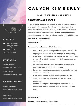 创意英文简历求职模板