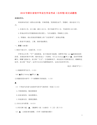 浙江省台州市2019年中考语文真题试题