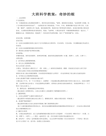 大班科学教案:奇妙的根