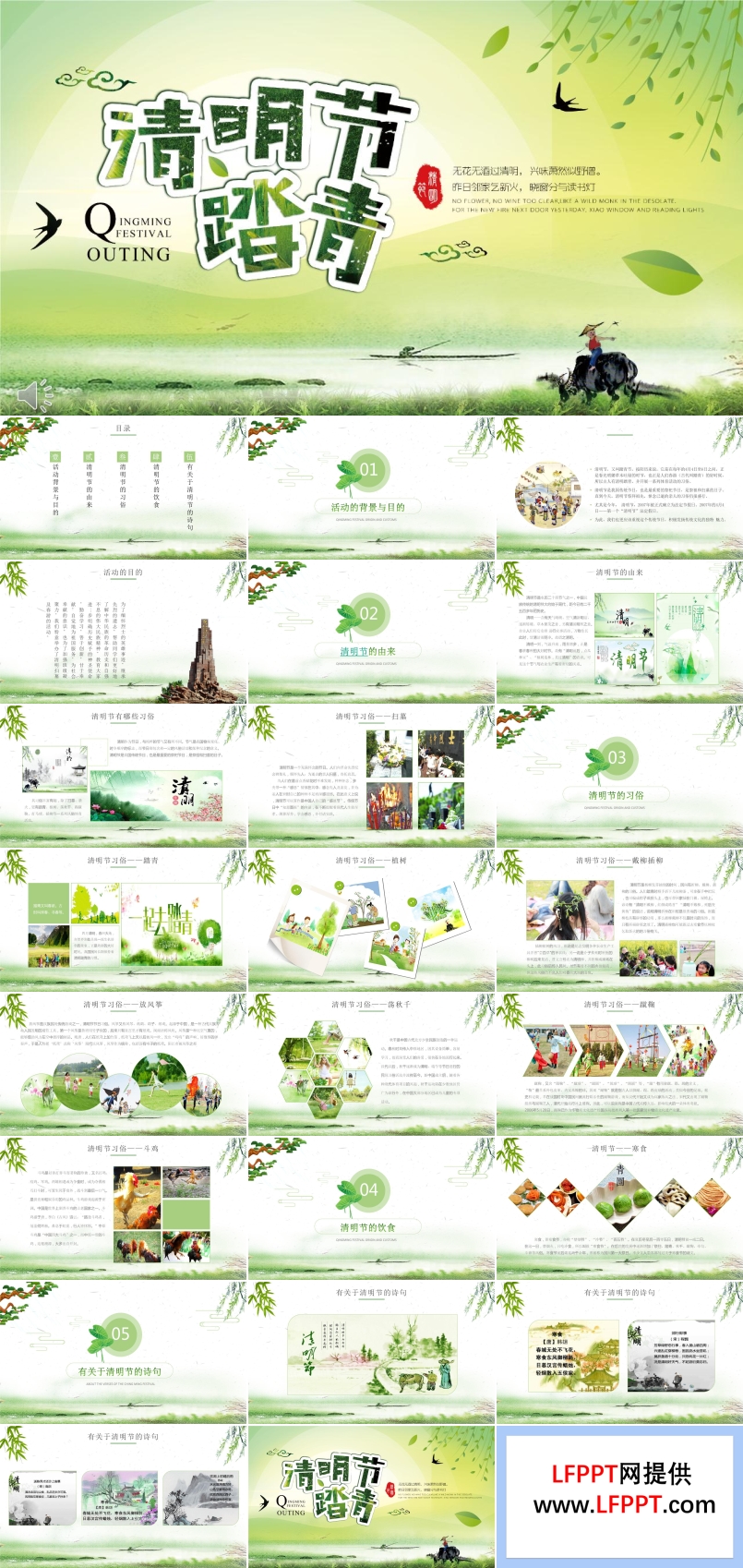 清明節(jié)踏青的文化習(xí)俗PPT模板
