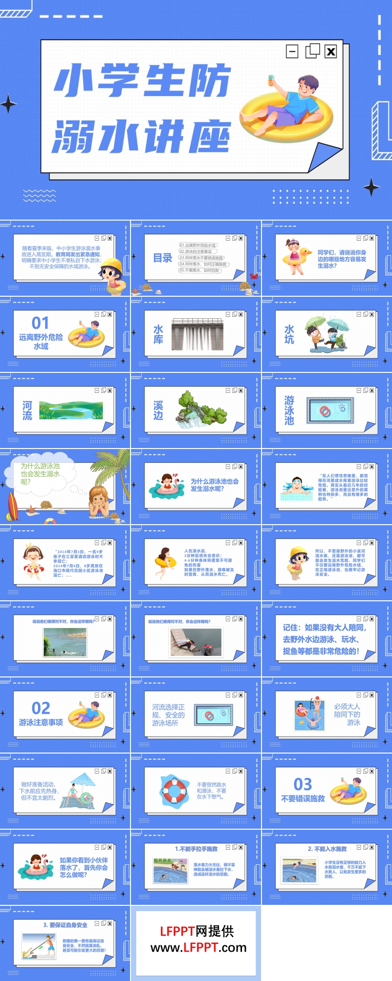 小学生防溺水安全讲座班会PPT含讲稿