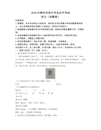 2022年湖南省郴州市中考语文真题(解析版)