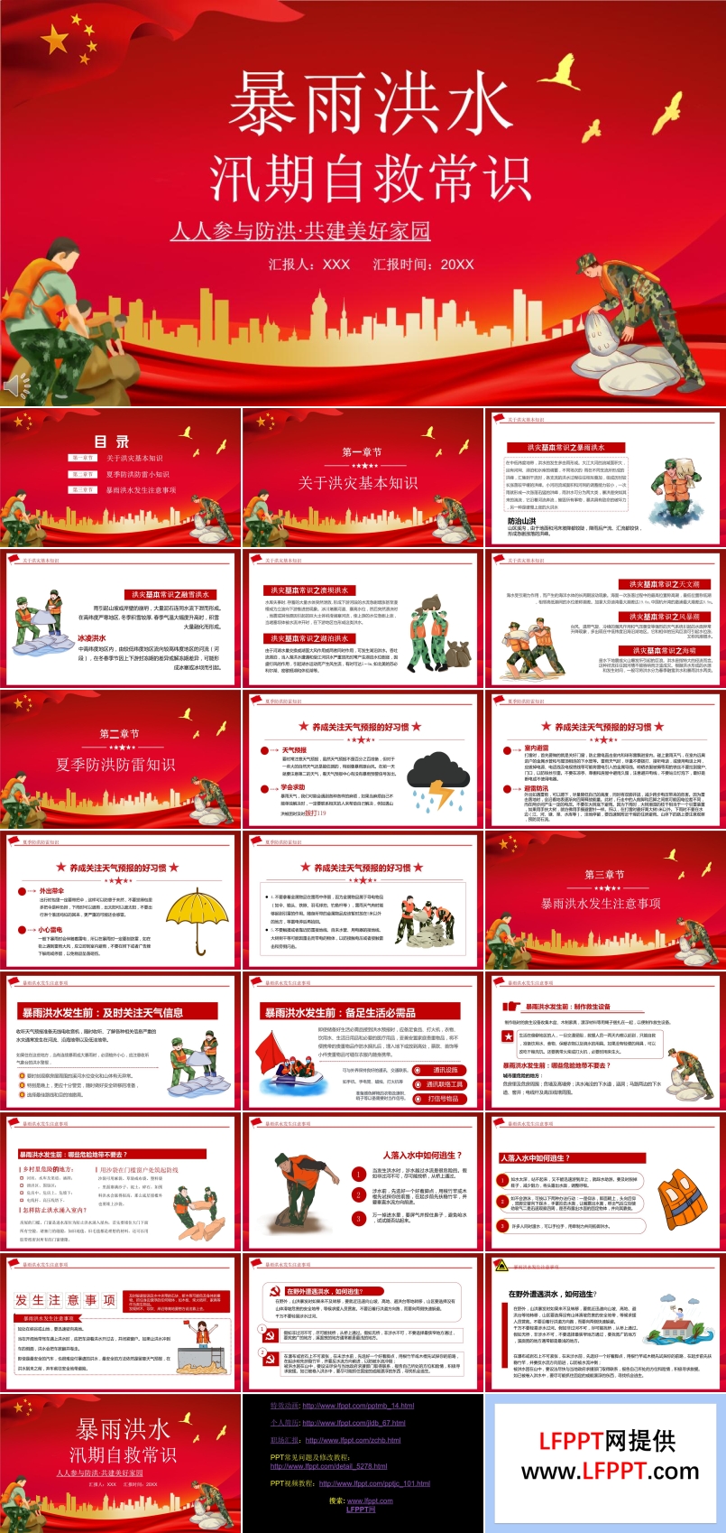 暴雨洪水来袭自救常识PPT