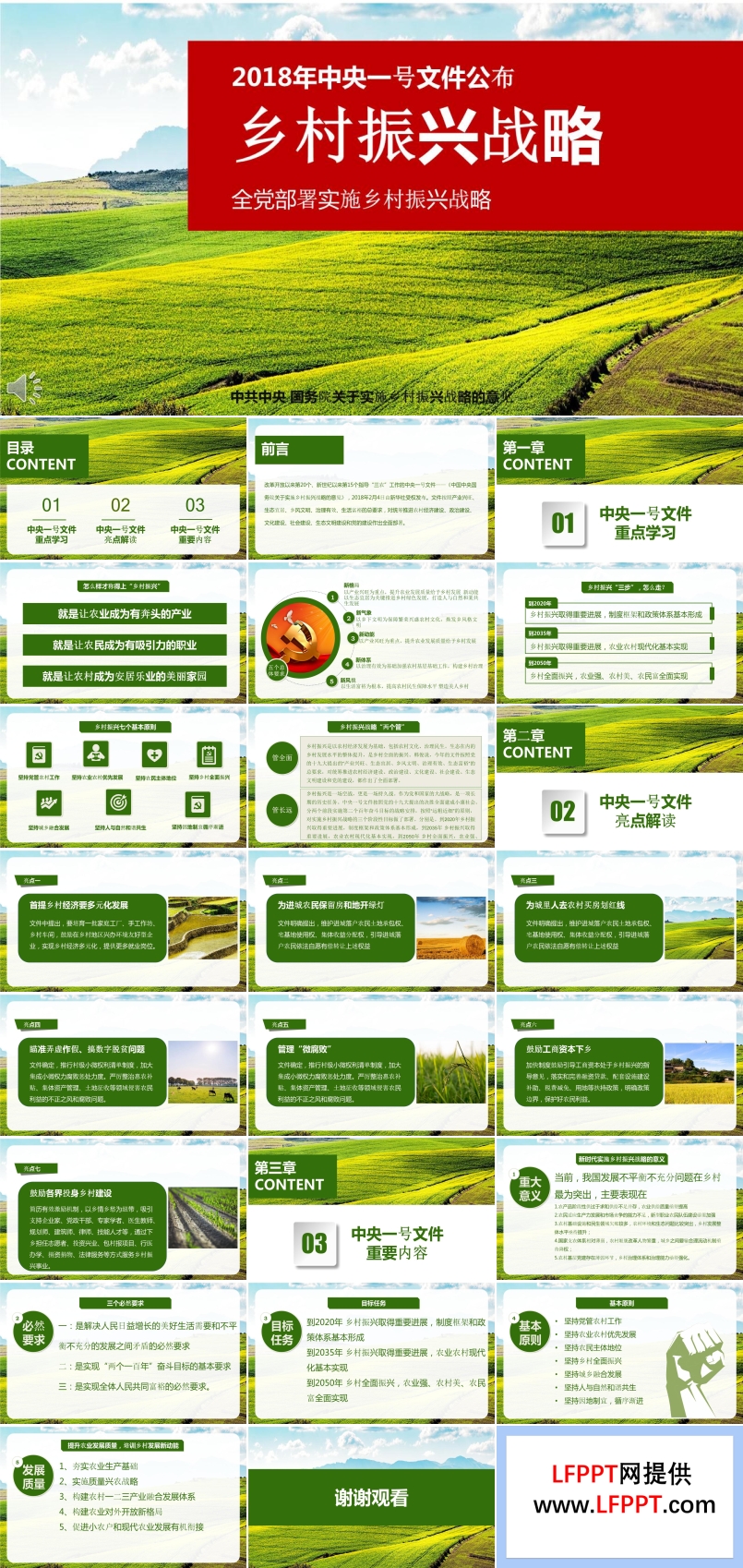 全党部署实施乡村振兴战略PPT模板