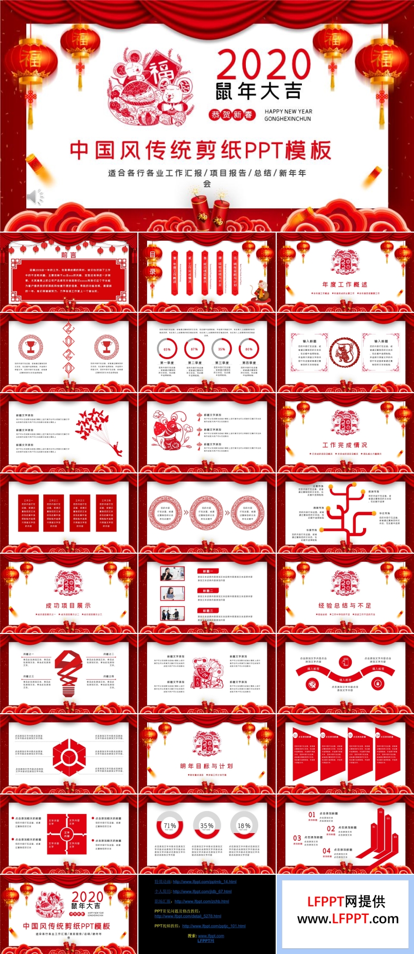 喜庆中国风传统剪纸PPT模板