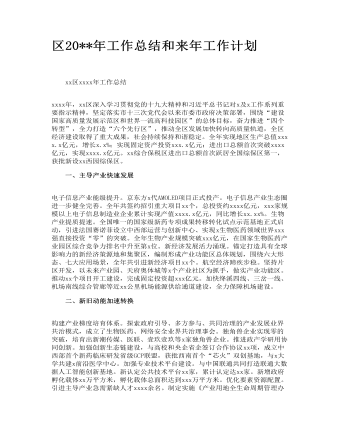 区2023年工作总结和来年工作计划