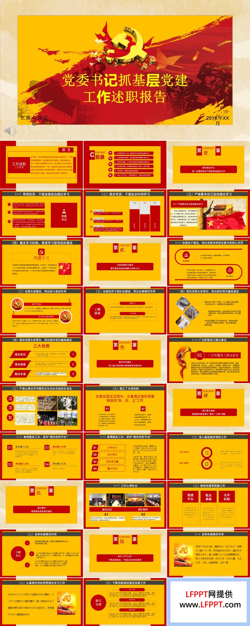 党建工作述职报告党委书记抓基层工作述职报告PPT模板