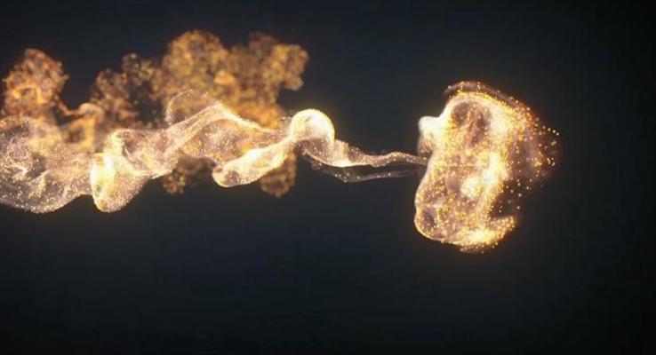 金色粒子特效动画开场PPT模板