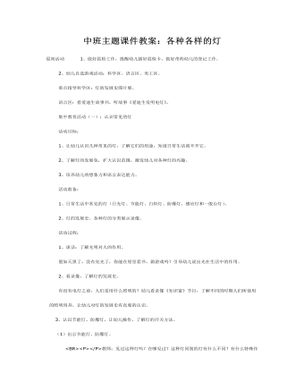 中班主题课件教案:各种各样的灯