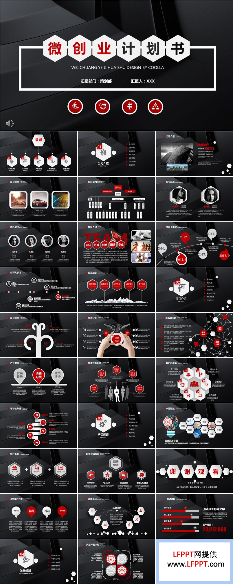 黑色立体质感创业计划规划策划书PPT模板