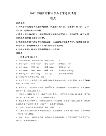 2022年山东省临沂市中考语文真题(原卷版)