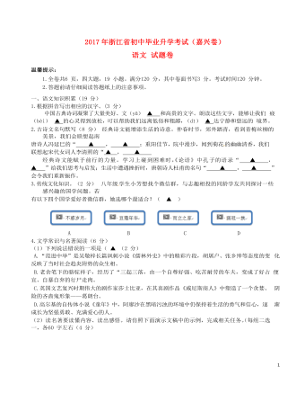 浙江省嘉兴市2017年中考语文真题试题(含答案)