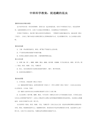 中班科学课件教案:爱捉迷藏的昆虫